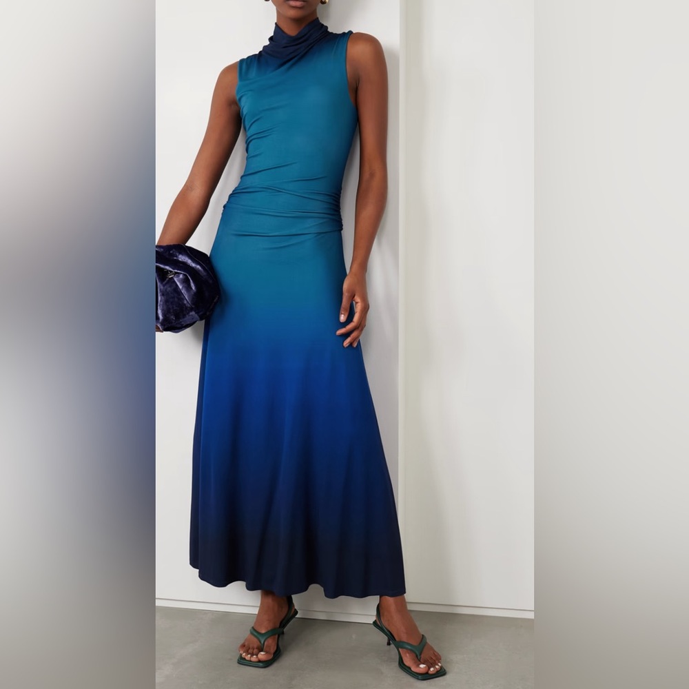 SIMKHAI
Aldina ruched ombré stretch-jersey turtleneck maxi dress - Picture 3 of 4